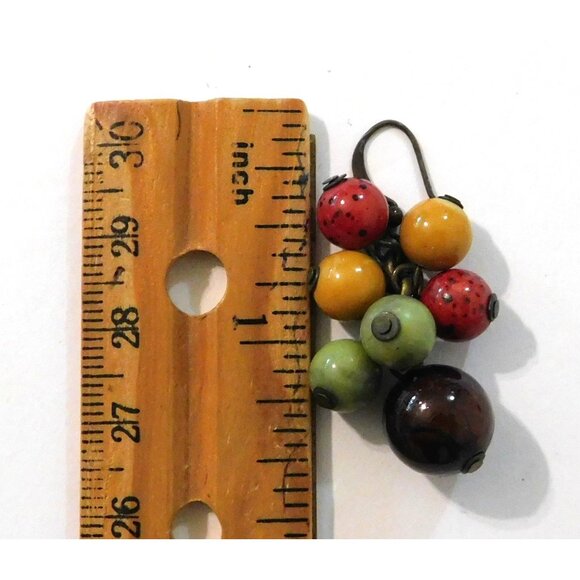 Multicolor Bead Necklace Pierced Earrings Set 4 Strand Wire Adjustable - Picture 10 of 10